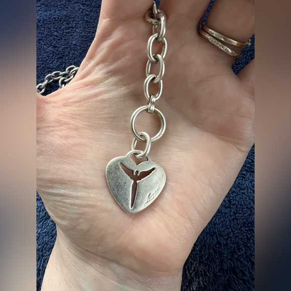 Steven Lavaggi Silver Angel of Reconciliation Toggle Necklace and Bracelet Set - Picture 2 of 3